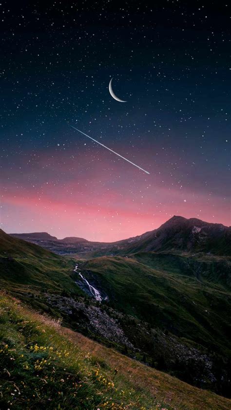 Mountain Sunset Starry Sky Iphone Wallpapers