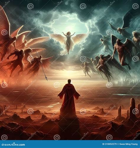 Image of an Epic Battle between Good and Evil, As Angels and Demons