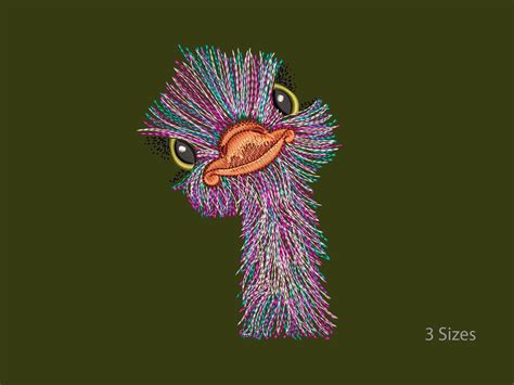 Machine Embroidery Designs Ostrich 3 Sizes Etsy