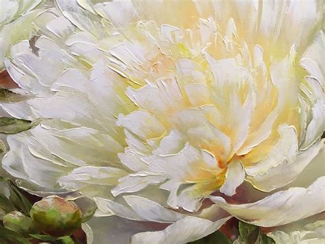 White Peony Painting Large Peonies Canvas Art Flowers Oil Etsy New