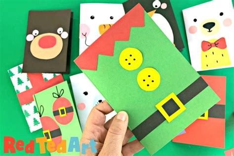 Super Simple Elf Christmas Card Design Red Ted Art Kids Crafts