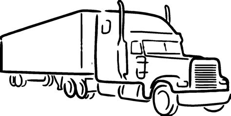 Semi Truck Line Drawing Free Download On Clipartmag