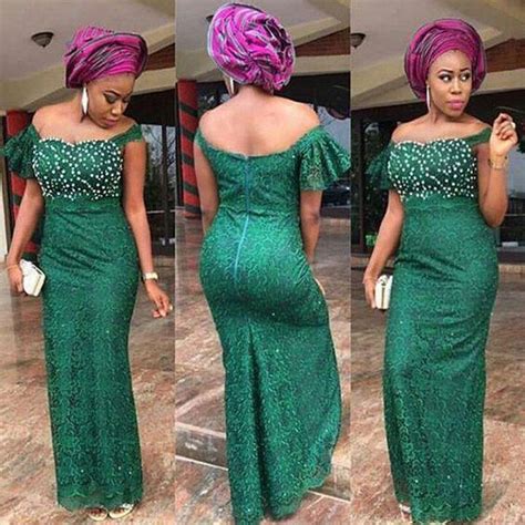 Aso Ebi Green Evening Dresses Mermaid Lace Beadings Off The Shoulder