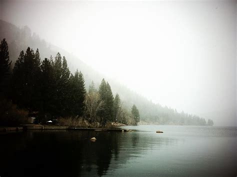 Foggy Mountain Lake Taken With Picplz At Twin Lakes Bridge Flickr