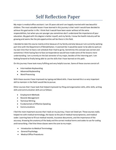 As you'll see, there are many different now that you've seen an example of a reflection paper, it's time to learn how to write one yourself. 008 Reflective Essay Sample Example Self Reflection L ...