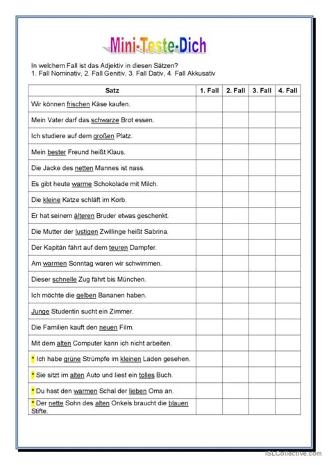 Mini Teste Dich Adjektive In Den English Esl Worksheets Pdf Doc