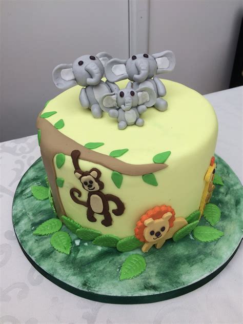 Safari Jungle Animal Baby Shower Cake Animal Baby Shower Cake