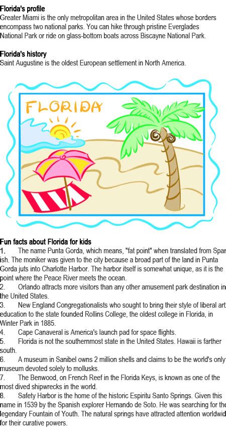 Fun Facts About Florida For Kids Childhood Education