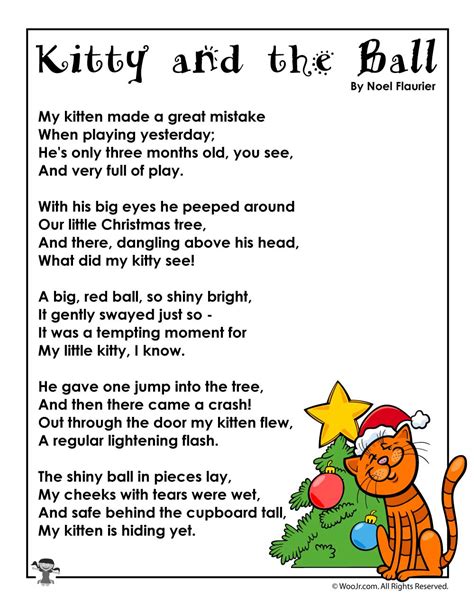 Kitty And The Ball Poem For Christmas Woo Jr Kids Activities