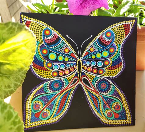 Butterfly Dot Art Original Painting Butterfly Mandala Acrylic Etsy