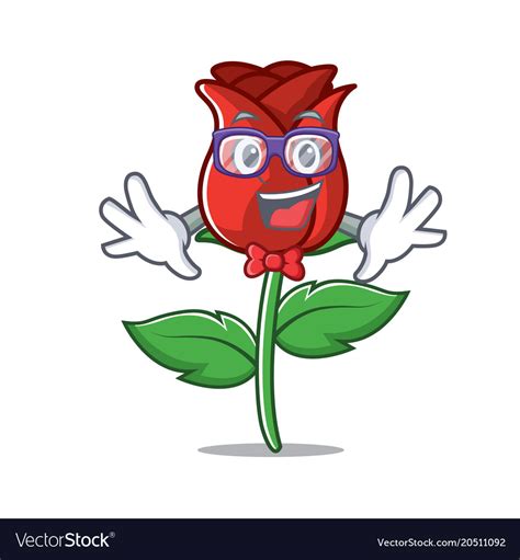 Geek Red Rose Character Cartoon Royalty Free Vector Image