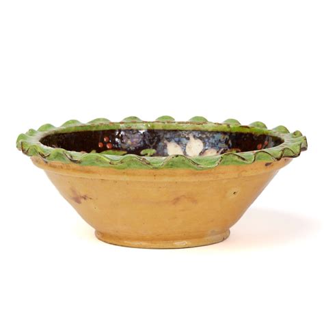 Antique Slipware Floral Decorated Pottery Bowl 1920th C Ebay