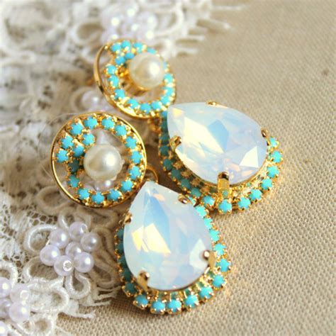 Crystal Opal Pearls Earring 14k Plated From Petite Delights By