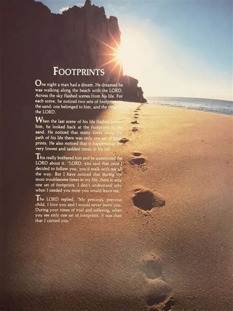 Inspirational Footprints Poem In The Sand Art Fabric Poster 17x13decor