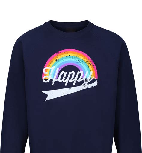 Happy Sweatshirt Rainbow Navy Sweatshirts Unisex Sweatshirt