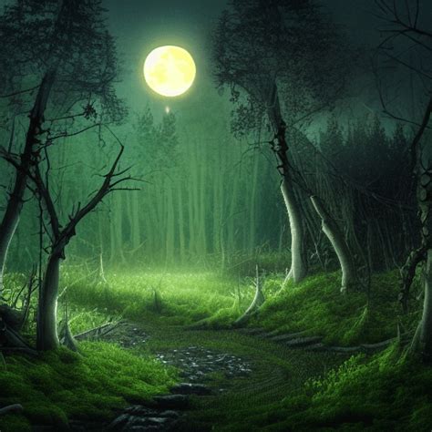 Fantasy Forest Clearing At Night · Creative Fabrica