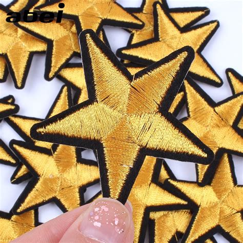 10pcslot Iron On Sew On Gold Star Stickers Clothes Etsy