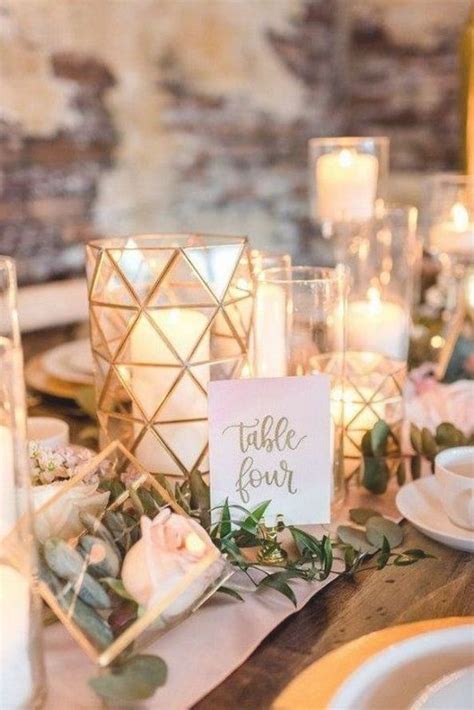 Romantic Wedding Table Setting Ideas With Geometric Terrarium And