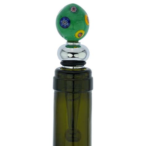 Murano Glass Venetian Mosaic Bottle Stopper Green Ball Mosaic
