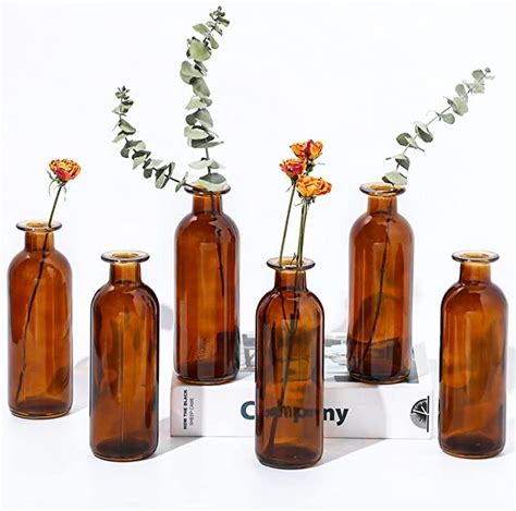Amber Glass Vase Bud Vases Apothecary Jars Decor Antique Tall Class Flower Vase For Centerpiece