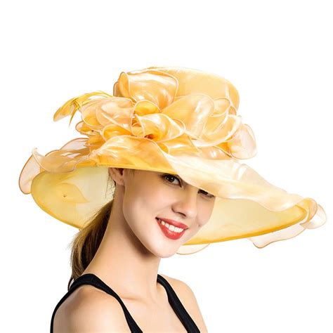 Wide Brim Organza Women Fancy Dress Hats For Wedding Party Elegant Hat