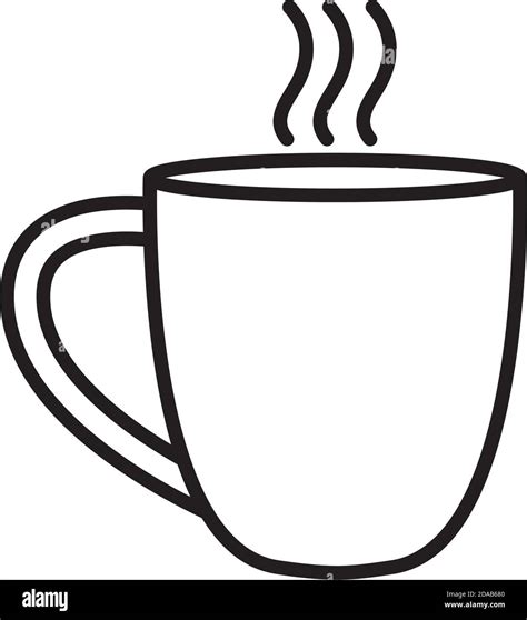 Hot Coffee Mug Icon Over White Background Line Style Vector