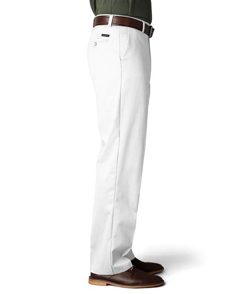 Dockers Signature Khaki Classic Fit Flat Front Pants In White For Men