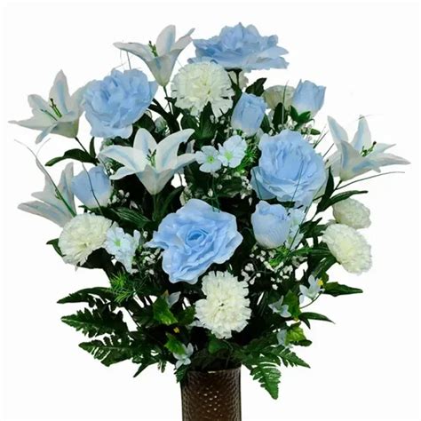 Silk Blue Memorial Vase Arrangement Mebane Nc Florist Gallery Florist