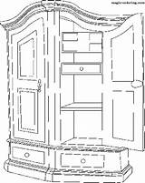 Coloring Wardrobe Furniture Cabinet Magic sketch template