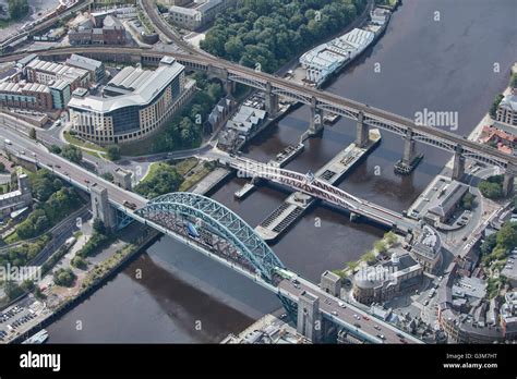An Aerial View Of Bridges Across The River Tyne Newcastle Upon Tyne