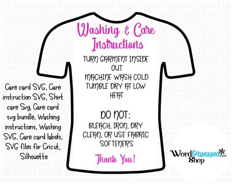 Printable Care Instructions For Vinyl Shirts Printable Word Searches