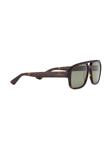 gucci eyewear tortoiseshell effect navigator frame sunglasses farfetch