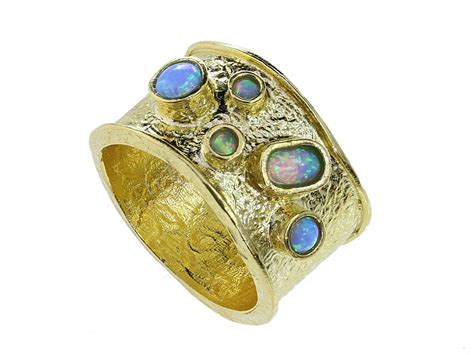 Stunning Sterling Silver Ring With 24k Gold Set With Opals Yaron Morhaim