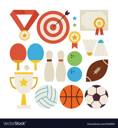 Flat Style Collection Of Sport Recreation And Vector Image