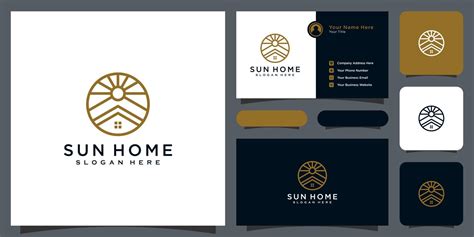 Minimalist Line Abstract Home With Sun Light Logo Design 7992493 Vector