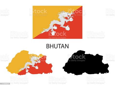 Drapeau Du Bhoutan Et Vecteur Dillustration De Carte Vecteurs Libres De