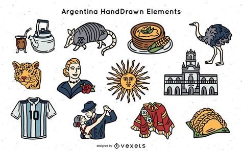 Hand Drawn Argentina Elements Pack Vector Download