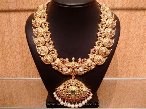 Gold Bridal Mango Long Necklace From Naj ~ South India Jewels
