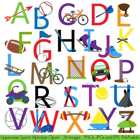 Sports Alphabet Font With Sports Letters Clipart Clip Art Etsy Canada