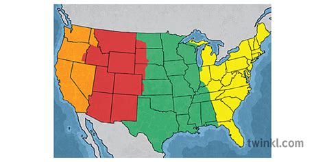 United States Time Zones Map Ks2 Illustration Twinkl