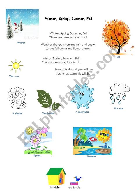 Winter Spring Summer Fall Esl Worksheet By Melyriel