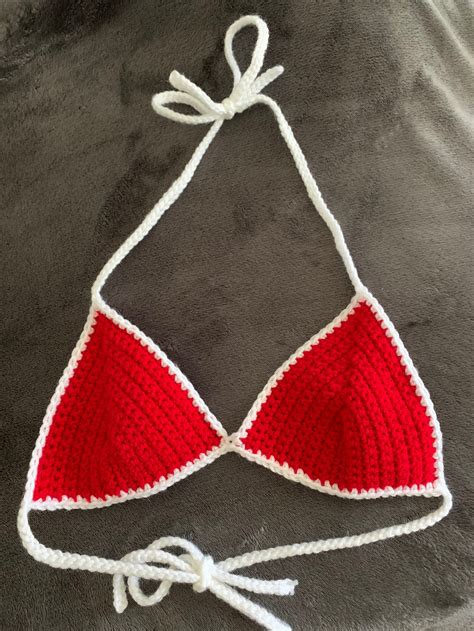 Pattern Crochet Triangle Bikini Top Colorblock Bikini Etsy