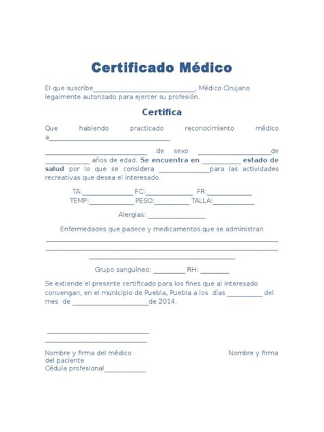 Formato Ejemplo De Certificado Medico Certificado Medico Certificado