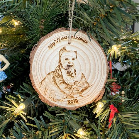 Personalized Wood Engraved Photo Ornament Wood Etched Laser Photo