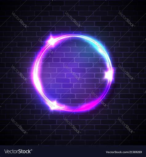 Circle Background On Brick Wall Neon Lights Sign Vector Image