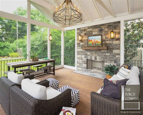 Lovely Screened In Back Porch With Fireplace Sl11o1