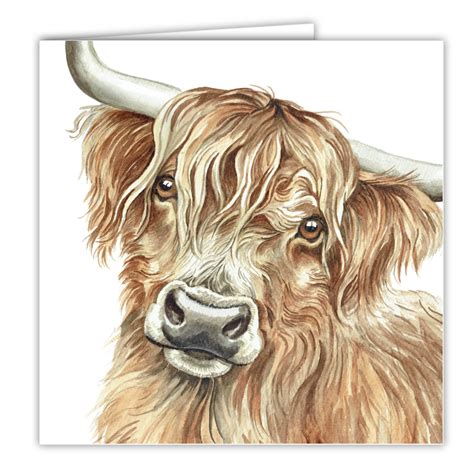 Highland Cow Art Card Greetings Card Ac Fy05 Waggydogz