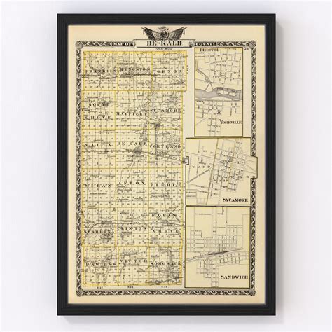 Vintage Map Of Dekalb County Illinois 1876 By Teds Vintage Art