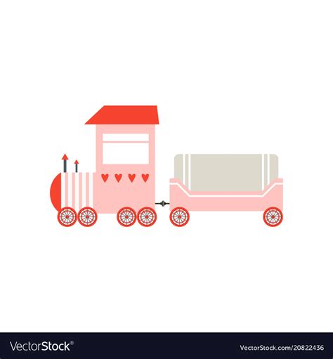 Cute Cartoon Pink Toy Cargo Train Railroad Toy Vector Image