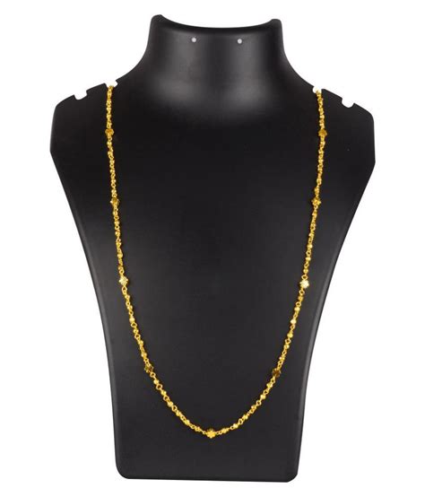Shining Jewel 22k Long Gold Plated Tradtional Gold Mala Chain Necklace